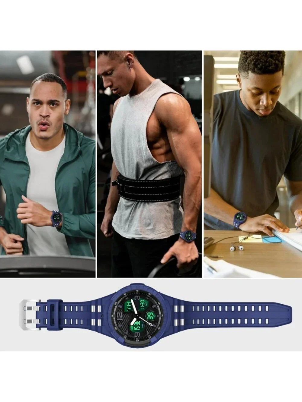 Men's Blue Analog Quartz Compatible Samsung Galaxy Classic LED Digital Watch